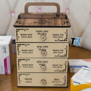 চার ড্রয়ারের এমডিএফ বোর্ডের মেডিসিন বক্স