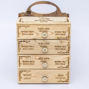 চার ড্রয়ারের কাঠের মেডিসিন বক্স